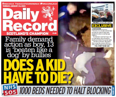 Front Page of the Daily Record